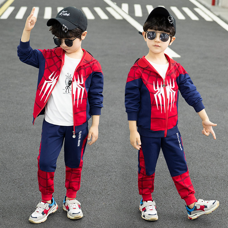 Spider-Man Clothes Spring and Autumn Boys Set Spider-Man Stress CosCosHalloween Children's Clothes Autumn