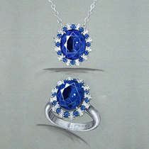 Chinese Tanzania Tanzania tanzanite bare stone custom 18k diamond-studded gem ring earrings necklace