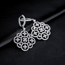 Zhongtan famous watch Diamond Diamond ring female bloom Garden diamond set two-piece full diamond 18K ear ornaments