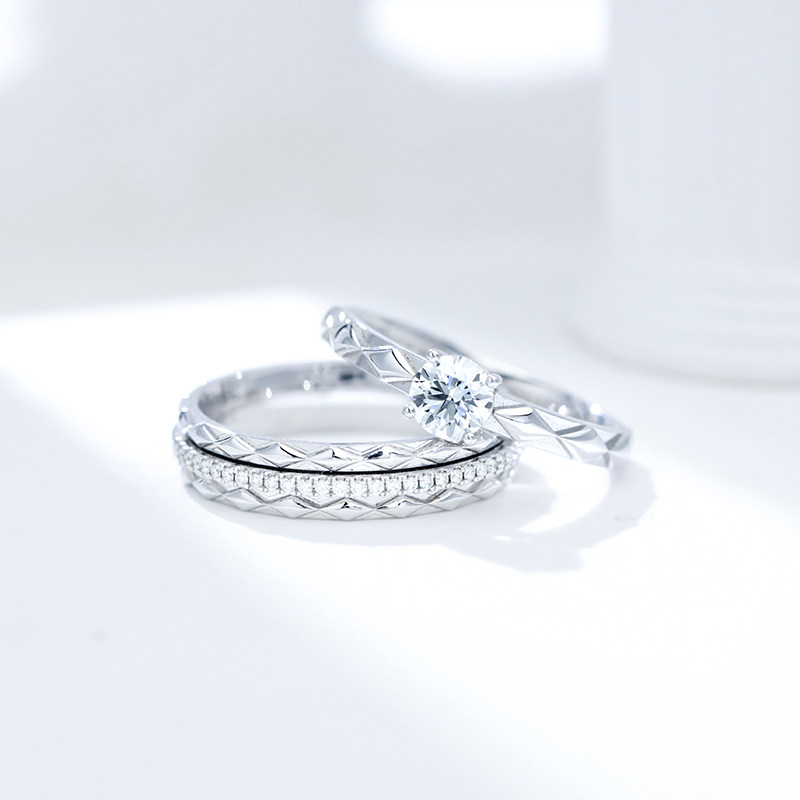 Zhongtan Craftsman Chocolate Time Lover GIA Proposal Diamond Ring Wedding Ring 18K Diamond Couple Ring