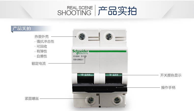 施耐德断路器 空气开关 第五代 高性能 IC65 2P 100A空开开关125A A9N19821,施耐德,断路器