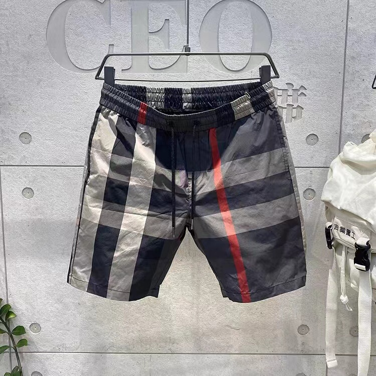 Men's Summer Shorts 2026 New Quick-Drying European Trendy Brand Beach Shorts Trendy Casual Workwear Plaid Mid-Length Shorts