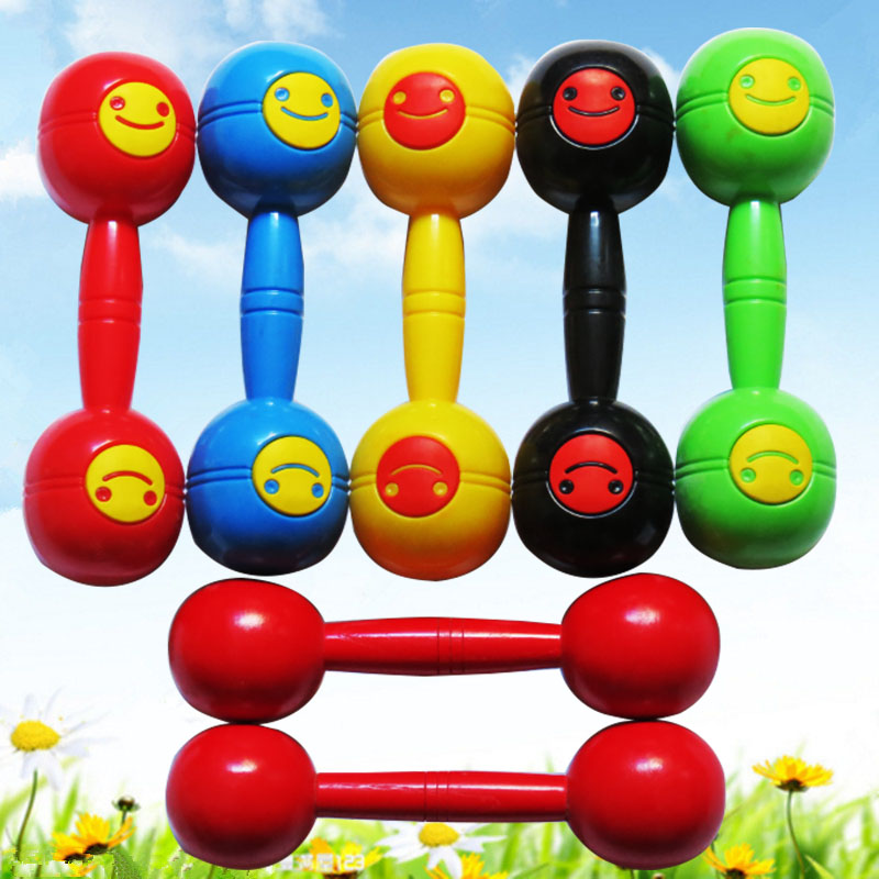 Percussion Instrument Olff Plastic Dumbbells Rattle Bell Kindergarten Fitness Gymnastics Rehearsal Early Playground Woody Dumbbells
