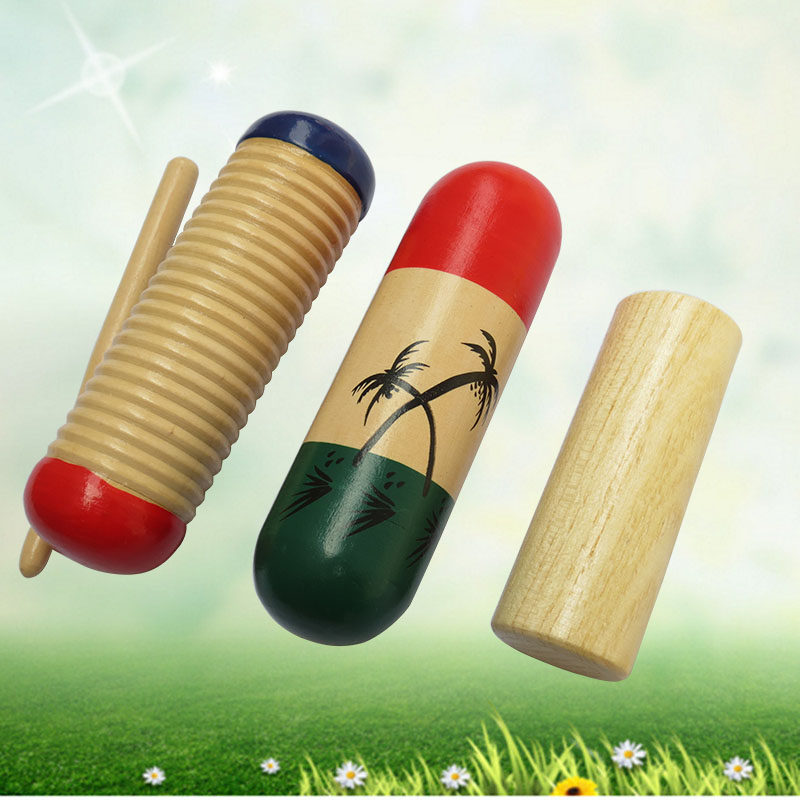 Olff percussion instrument straight cylinder frogs children musical instrument sand cylinder wooden sandcylinder frogs sound plate