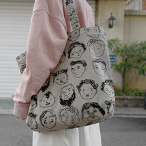 Small Paris Original retro day family portrait cloth bag large capacity minimalist woman canvas single shoulder bag 
