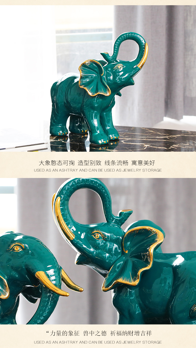 The Town house lucky living room TV ark, elephant furnishing articles and a pair of ou porch home decoration ceramic arts and crafts