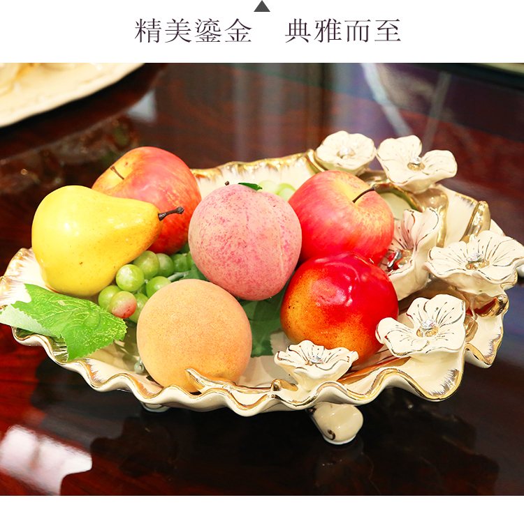 Flower fox European ceramic fruit bowl sitting room creative household adornment of large relief pomegranate fruit tray was furnishing articles