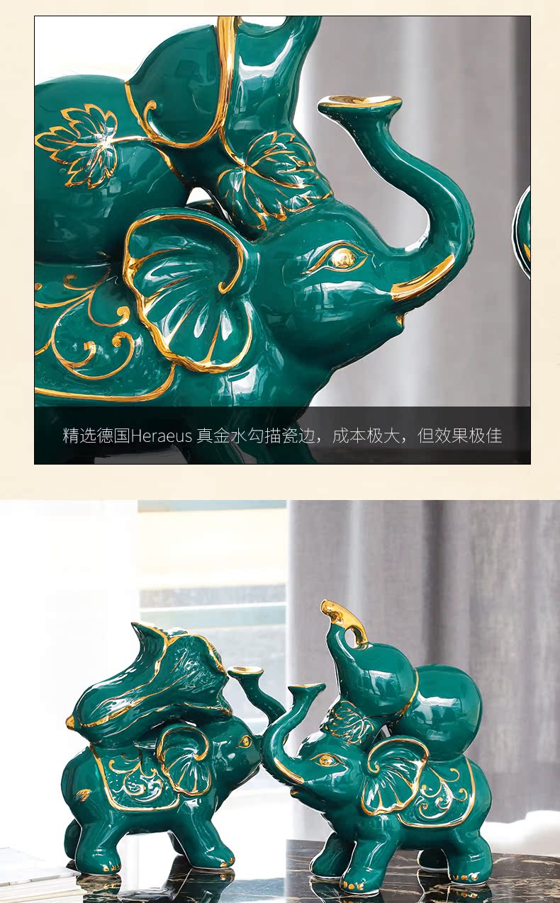 European ceramic elephant furnishing articles auspicious like town house feng shui plutus elephant porch desk light key-2 luxury decoration