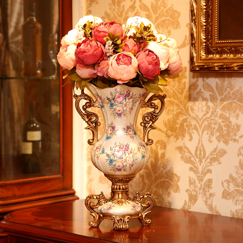 European vase American home decoration Dining table Living room TV cabinet Flower vase Floral creative simulation flower arrangement ornaments