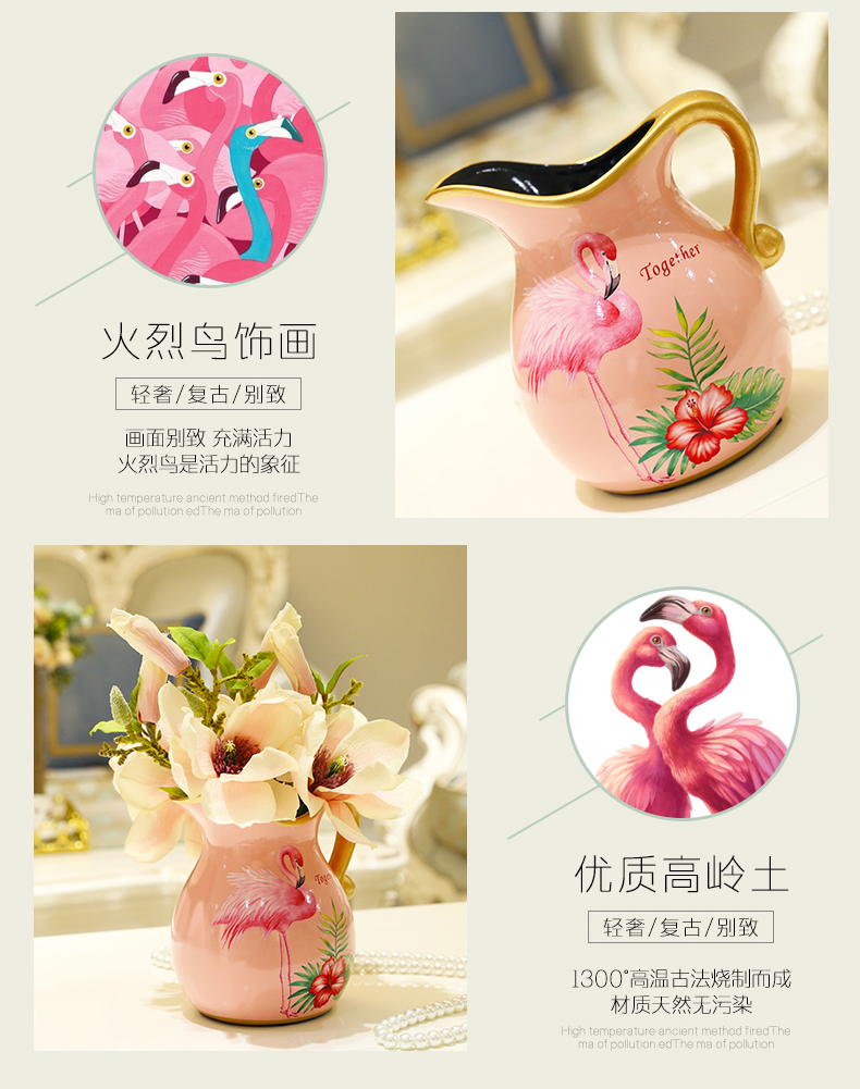 American creative ceramic table flower art furnishing articles European sitting room small and pure and fresh vase floral decoration wedding gift