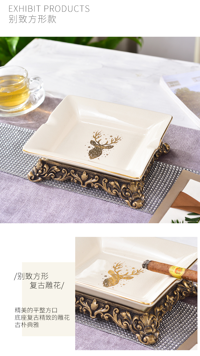 European style living room ashtray creative move trend home furnishing articles tea table with cover female American ceramic restoring ancient ways is large