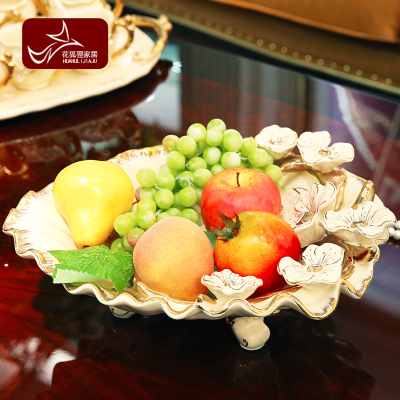 Flower fox European ceramic fruit bowl sitting room creative household adornment of large relief pomegranate fruit tray was furnishing articles