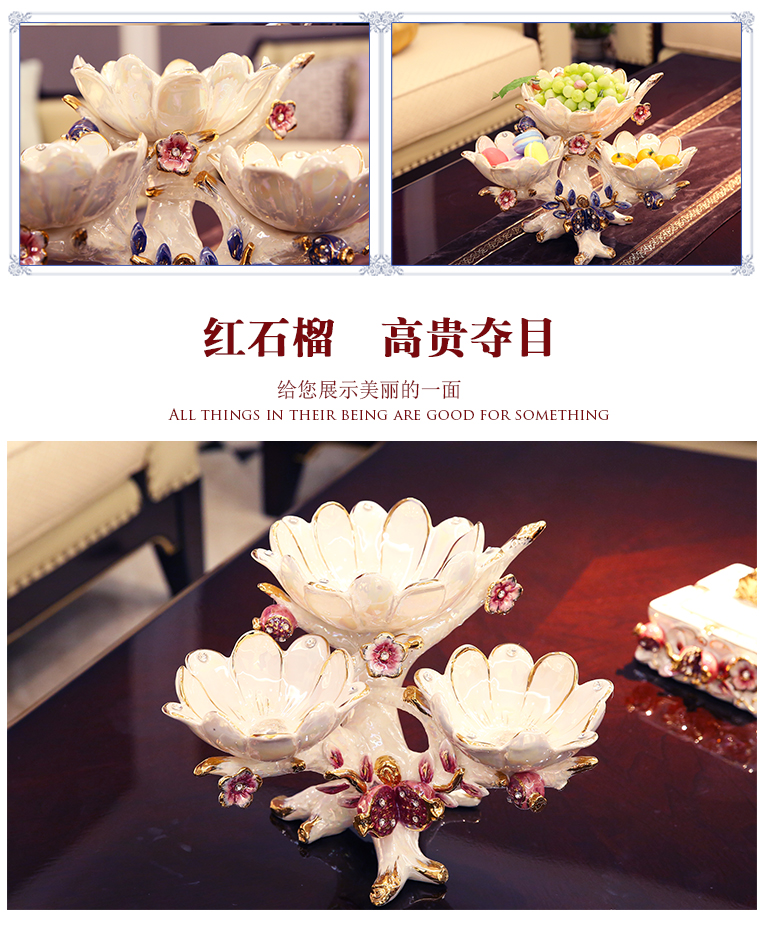 European ceramic creative dry fruit tray, fruit bowls I sitting room tea table three tray was furnishing articles wedding gift