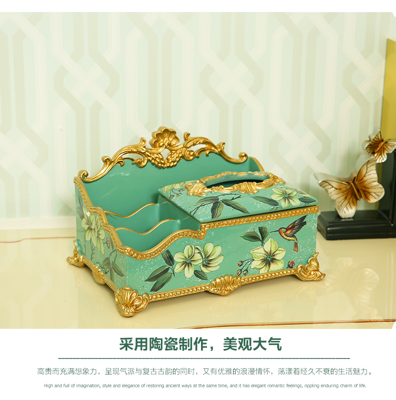 Europe type multifunctional tissue boxes sitting room tea table decorations decoration cosmetics receive a case American smoke box remote control