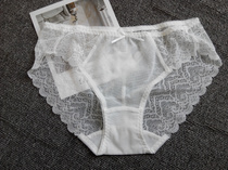 3-pack foreign trade womens sexy lace panties pure cotton file ultra-thin seamless triangle mid-waist bag hip large size fat mm