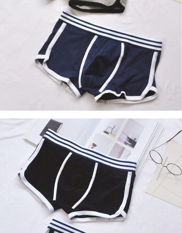 Đồ lót nam 3 tải U quần lửng cotton boxer quần trắng học sinh trẻ thể thao bốn góc quần thoáng khí 衩 thủy triều