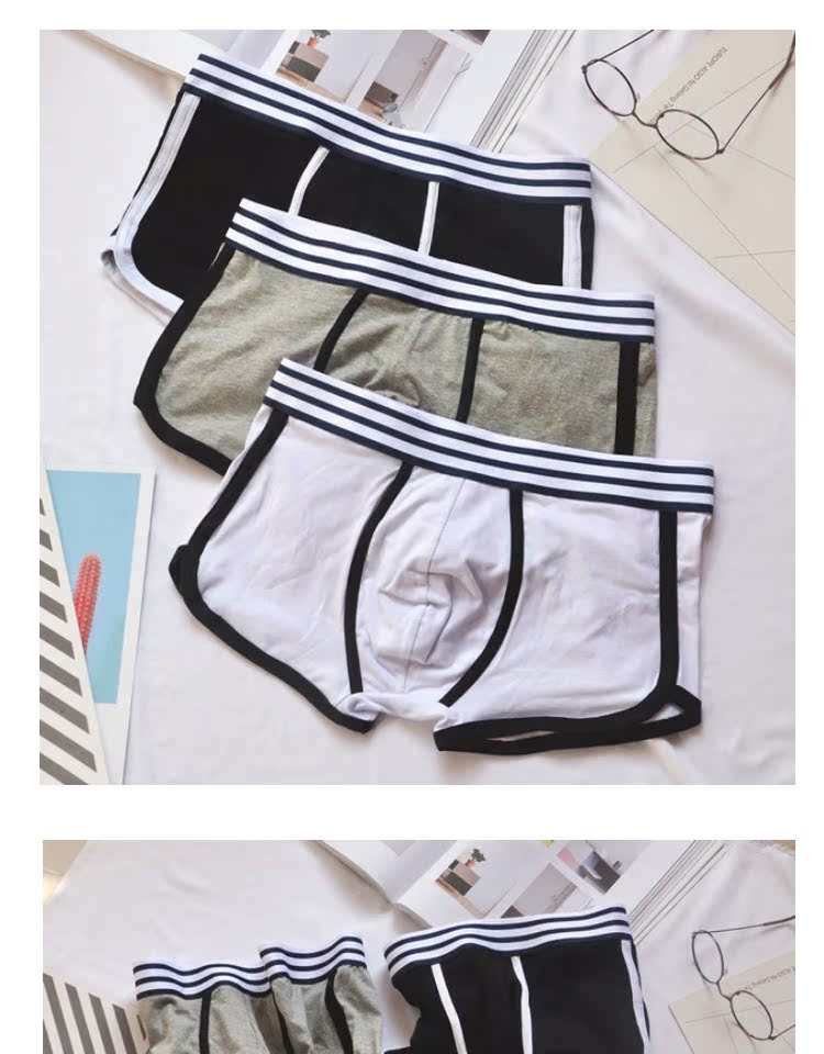 Đồ lót nam 3 tải U quần lửng cotton boxer quần trắng học sinh trẻ thể thao bốn góc quần thoáng khí 衩 thủy triều quần lót đẹp