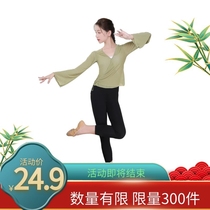 Classical Dance Exercises in Rhythmic Uniform Dance Suit Adults Dance Exercises of Elastic Mesh Blouse Dance Dress Short Sleeves