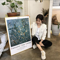 ) merest) retro French oil painting manuscript dark green art poster self-supplies