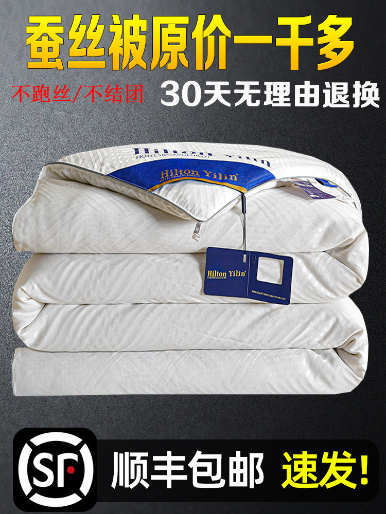 Authentic Silk Quilt 95% Mulberry Silk Spring and Autumn Quilt Air-Conditioning Quilt All-Cotton Double Student Quilt Thickened Winter Quilt