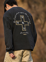 TANOXI T002 Wash for old Japanese loose logos logo logo T-shirt