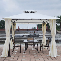 户外景观双顶遮阳棚庭院花园简约帐篷沙滩泳池休闲雨棚带帘定制