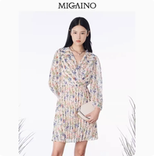 Manjanu printed dress for women's spring 2023 new small, high waisted, slimming pleated skirt MN14DC610