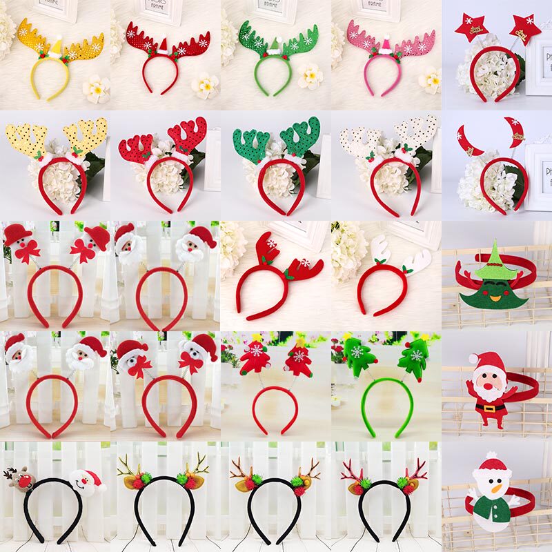 Christmas Hair Stirrup Accessories Christmas Hat Children Christmas Dress With Deer Corner Hair Hoop Christmas Tree Old Man Snowman Adornment