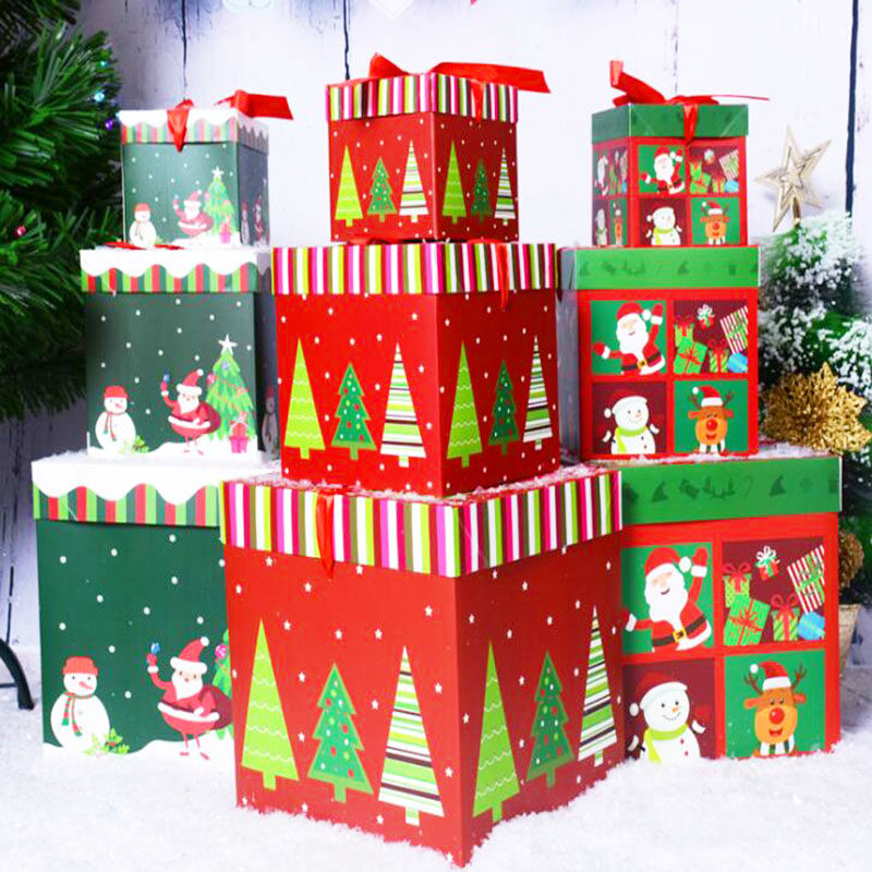 Christmas gift box paper gift box Christmas gift box Christmas tree decoration gift box shelf window decoration