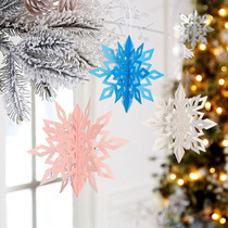 Mid-Autumn Festival National Day decoration three-dimensional snowflake pendant shopping mall jewelry shop layout window roof hanging ornaments