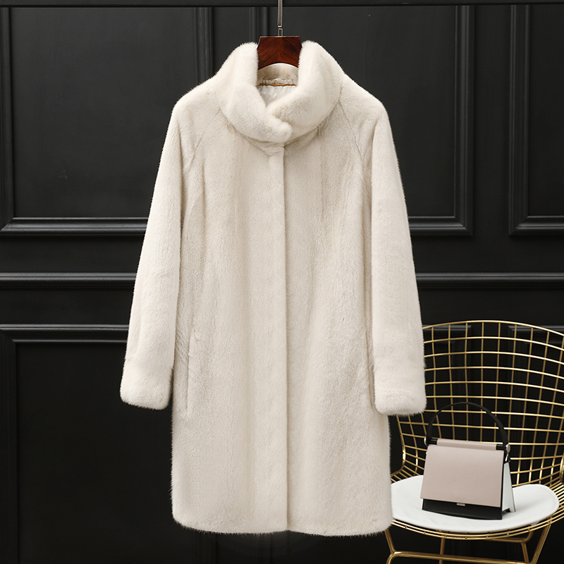 Mink Fur Coat for Women, Mink Fur Jacket, Whole Mink Fur, Mid-Length, Real Mink Fur, 2025 Winter New Style, Stand Collar