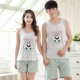 Cặp đôi vest đồ ngủ ngắn cotton mùa hè dễ thương nam hoạt hình cotton không tay phục vụ nhà phù hợp với nữ mùa hè shop đồ lót