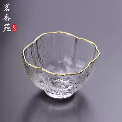 Japanese-style High Borosilicate glass teacup Gold Cup handmade high temperature transparent glass teacup Master Cup hammer Cup