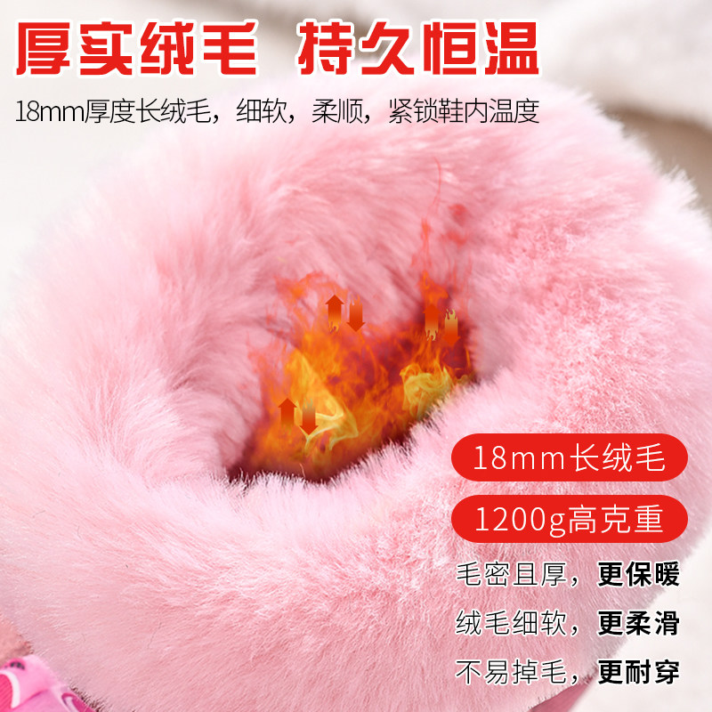 Girls snow boots 2018 winter new children's boots baby cotton boots plus velvet leather cartoon boots Princess children's shoes