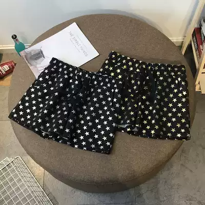 Summer high waist wide leg bronzing printed shorts women wear casual hot pants Korean sports beach pants women's pants tide