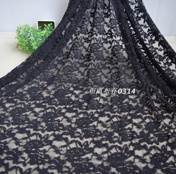 Clearance High-End Black Hollow-Out Embroidered Floral Lace Fabric for Clothing Dresses, Photography Backdrop, Tablecloth 