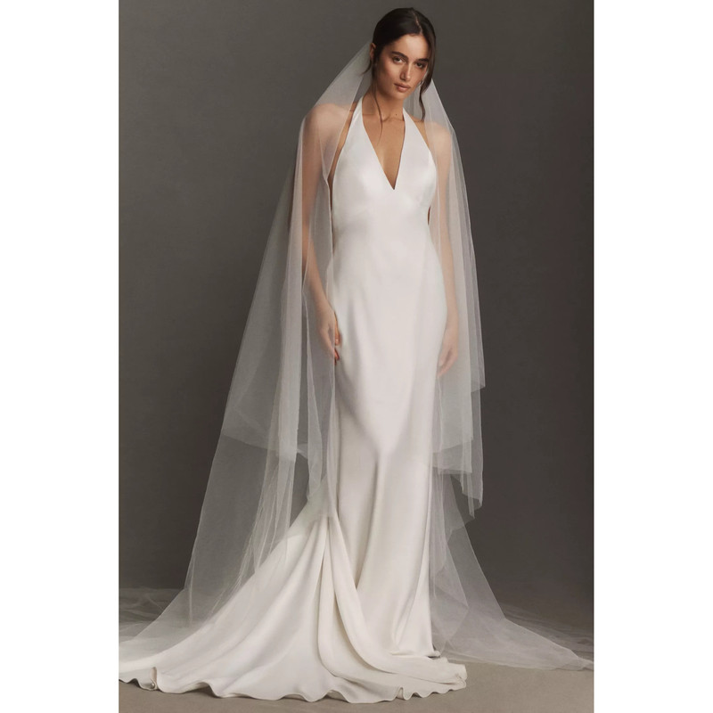 Elie Saab Veil 5m Italian Imported Tulle with Wide Metal Comb, Silk Tulle Face Covering, Minimalist Design