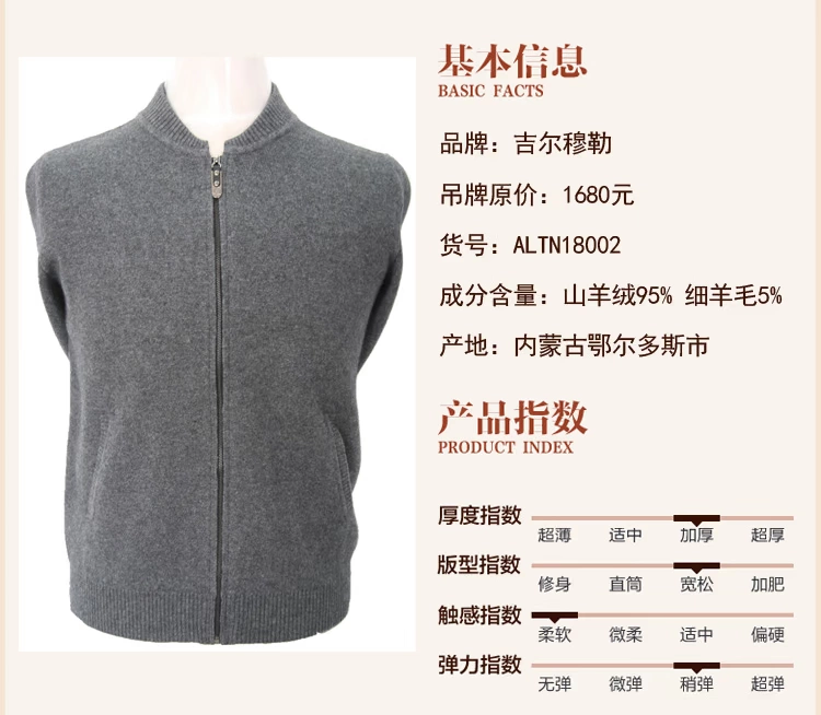 Đàn ông trung niên nửa cao cổ áo lỏng kéo khóa cashmere áo len dày áo len áo len cha ông - Áo len Cashmere