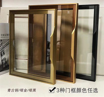 Custom Light Lavish Atmosphere Narrow Aluminum Frame Glass Cabinet Door Overall Wardrobe Wine Cabinet Bookcase Mall Exhibition Cabinet Modern Black Gold