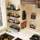 Kitchen rack wall-mounted hole-free seasoning supplies household multifunctional knife holder hook rack storage rack