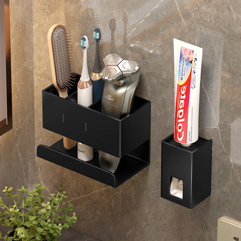 Light luxury toothbrush frame free punch toothpaste toothpaste toothbrush toilet comb contain a makeup room wall hanging