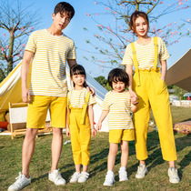 Parent-child dress summer dress family three four mother-daughter mother-child couple Foreign style summer short-sleeved T-shirt shirt suit