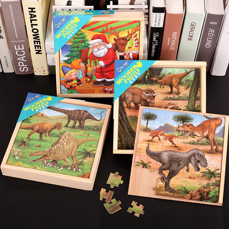 12-24-36-48-66-88 100 pieces of dinosaur puzzle children's educational boys and girls wooden wooden assembly toys