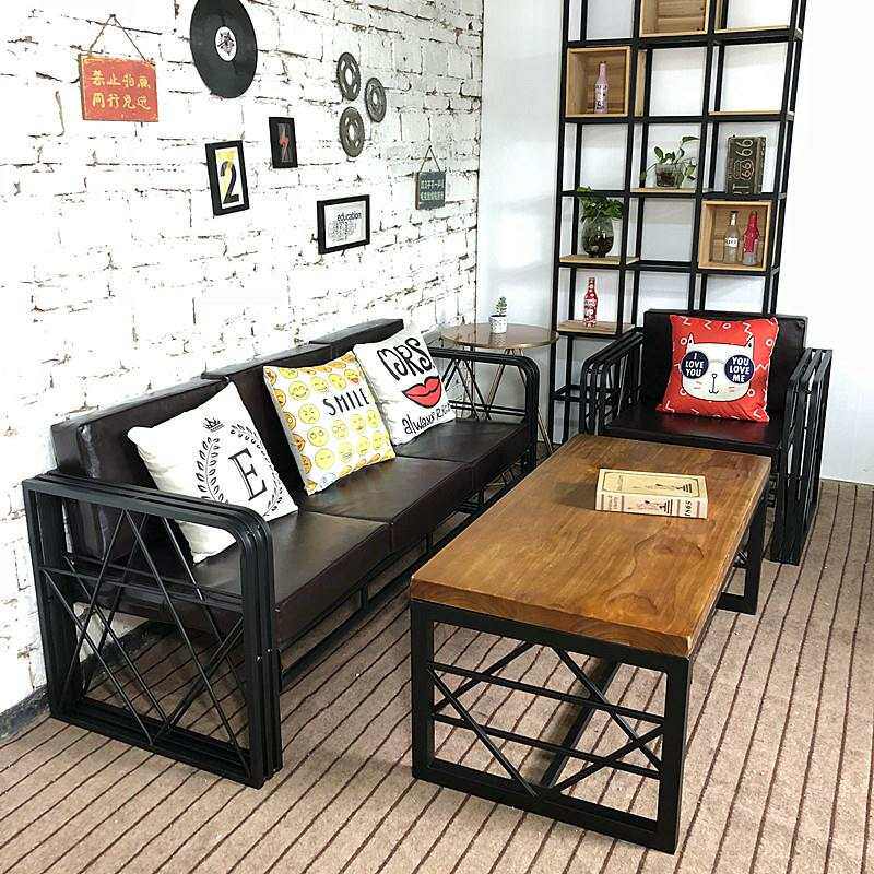 Cassette Sofa Milk Tea Shop Coffee Hall Industrial Wind Office Simple Nordic Sloth Iron Art Sofa Tea Table Composition Sleeve