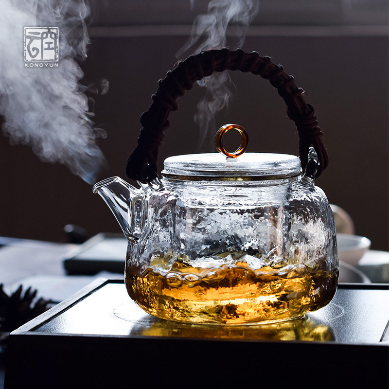 Empty cloud free glass black crystal furnace teapot small high-grade heat-resistant high borosilicate household fruit tea kettle
