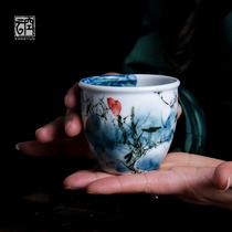 Empty cloud Jingdezhen Lotus master cup Chinese ceramic Chinese Painting style Kung Fu tea cup Tea set Single cup Tea bowl Product cup