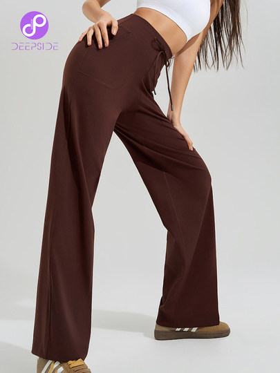 Loose Yoga Pants for Women, High-Waisted, Hip-Lifting, Slim-Fit, Wide-Leg Pants, High-Waisted Sports Fitness Long Pants, Straight-Leg Pants