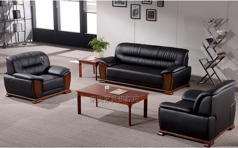 Rong Yue Sofa văn phòng kết hợp bàn cà phê Nội thất văn phòng bọc da sofa văn phòng ba đơn giản mua bàn ghế văn phòng