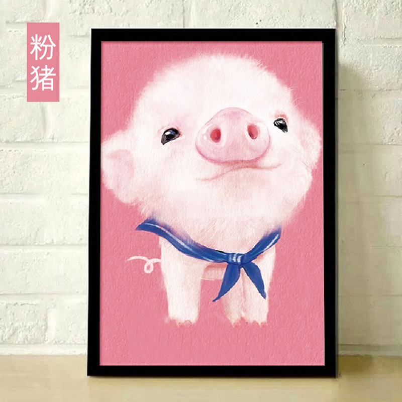 Animal motif small pig rabbit cute cartoon fresh bedroom cross embroidered 2019 new painting
