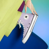 Converse, конверсы, спортивные тканевые высокие сапоги подходит для мужчин и женщин, сиреневые туфли